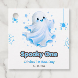 Étiquettes Cadeau Fantôme Mignon Bleu Épouvantable Un Anniversaire H
