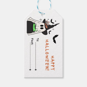 Étiquettes-cadeau fantômes éffrayants d'Halloween, chauves-souris