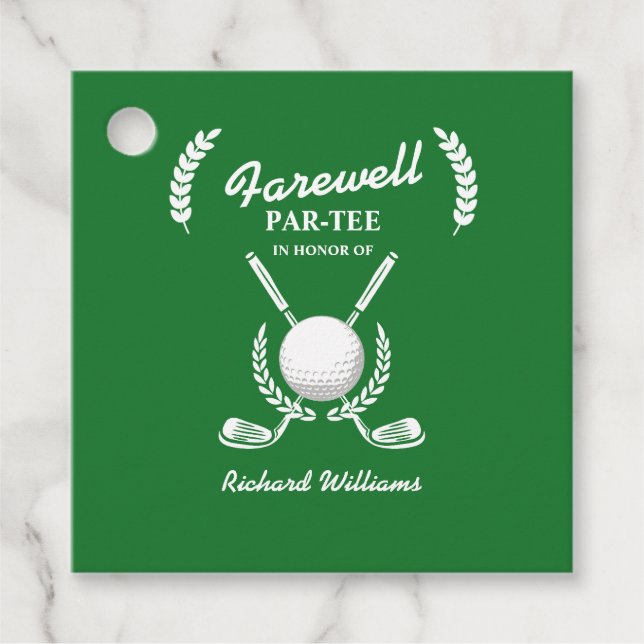 Étiquettes Cadeau Farewell Retraite Golf Clubs Wreath Theme Party (Devant)