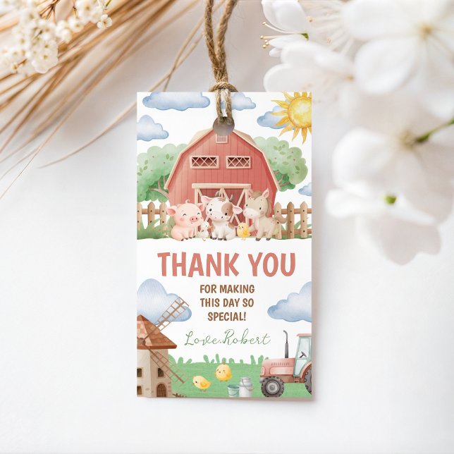 Étiquettes-cadeau Farm Animals Birthday Thank You Card (Créateur téléchargé)