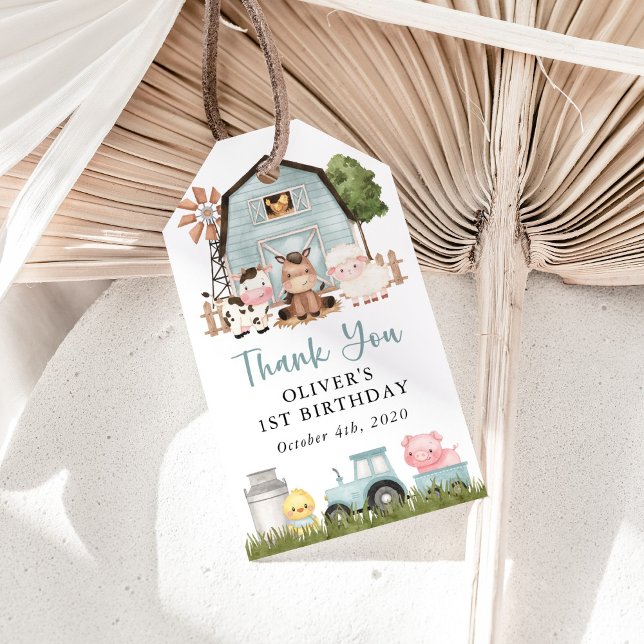 Étiquettes-cadeau Farm Animals, Cute Animals, Barn, First Birthday (Créateur téléchargé)