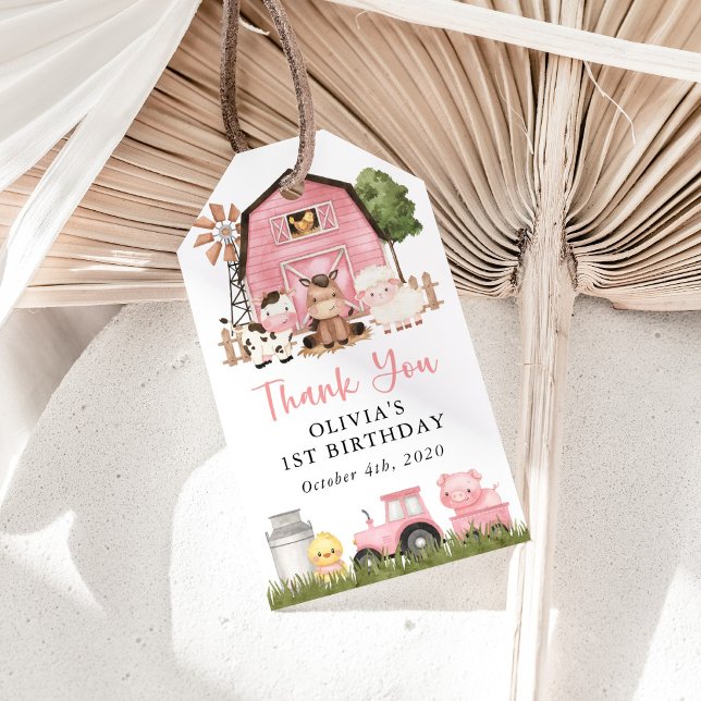 Étiquettes-cadeau Farm Animals, Cute Animals, Barn, First Birthday (Créateur téléchargé)