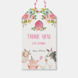 Étiquettes-cadeau Farm Merci Favor Barnyard Party Animal Girl