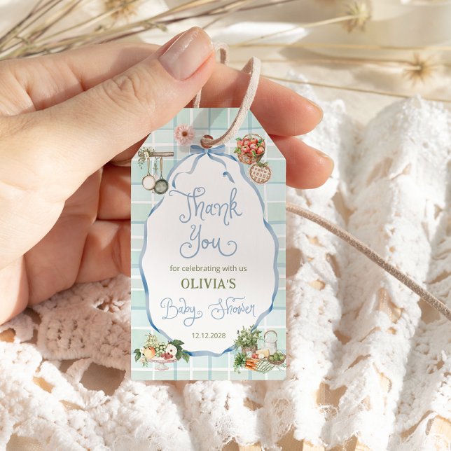 Étiquettes-cadeau Farmers Baby shower bleu garçon Merci (Créateur téléchargé)