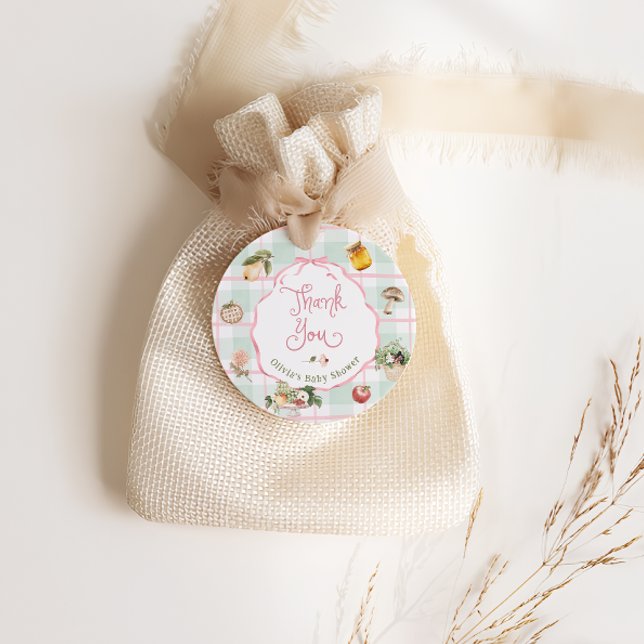 Étiquettes Cadeau Farmers Baby shower rose Fille Merci (Créateur téléchargé)