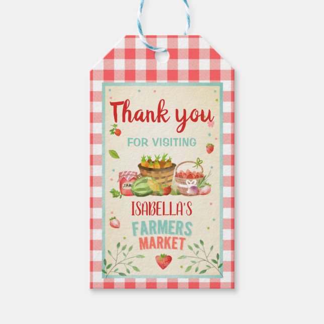 Étiquettes-cadeau Farmers Market Merci Anniversaire Balises cadeaux (Devant)