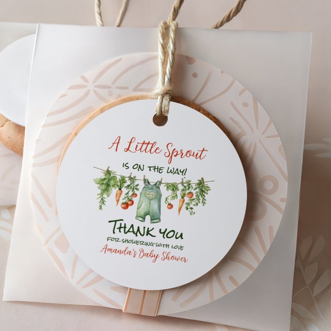 Étiquettes Cadeau Farmhouse Little Sprout Clothesline Baby Shower (Créateur téléchargé)