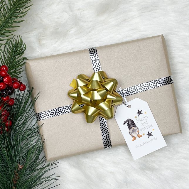 Étiquettes-cadeau Farmhouse Winter Watercolor Gnome pour Noël (Farmhouse Winter Watercolor Gnome for Christmas Gift Tags - Charming Holiday Decor )