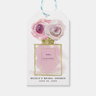 Étiquettes-cadeau Fashion Florale Bouteille de parfum Roses roses ro