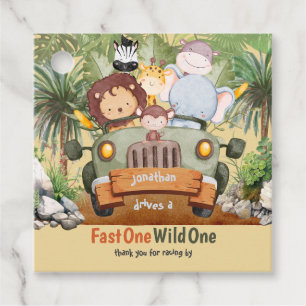 Étiquettes Cadeau Fast One Wild One Safari Animaux Voiture 1er anniv