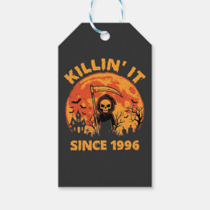 Étiquettes-cadeau Faucheur d'Halloween depuis 1996 Conception d'anni