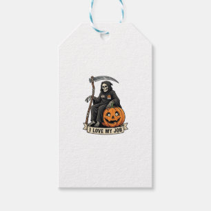 Étiquettes-cadeau Faucheuse Travail Amour Halloween Citrouille Faux_