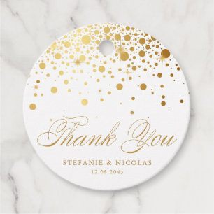 Étiquettes Cadeau Faux Gold Foil Confetti Points Mariage