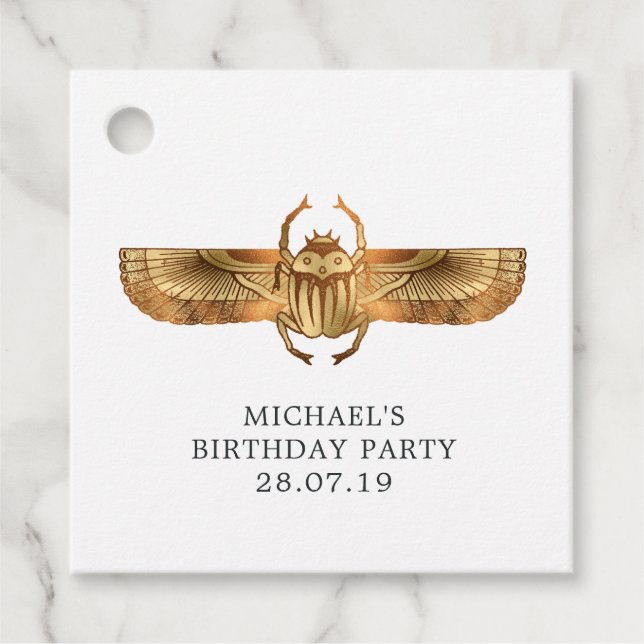 Étiquettes Cadeau Faux Gold Foil Parti à thème égyptien (Devant)