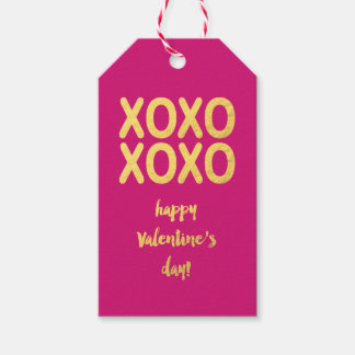 Étiquettes-cadeau Faux Gold Foil XOXO | Tag cadeau de la Saint-Valen