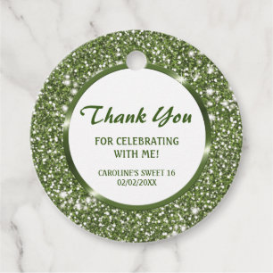 Étiquettes Cadeau Faux Green Parties scintillant Texture Look - Merc