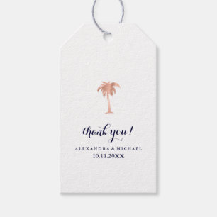 Étiquettes-cadeau Faux Rose Gold Look Palm Tree Mariage