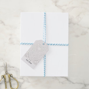 Étiquettes-cadeau Faux White Lace Fabric Arrière - plan
