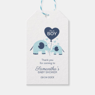 Étiquettes-cadeau Faveur bleue de Merci de baby shower d'éléphant