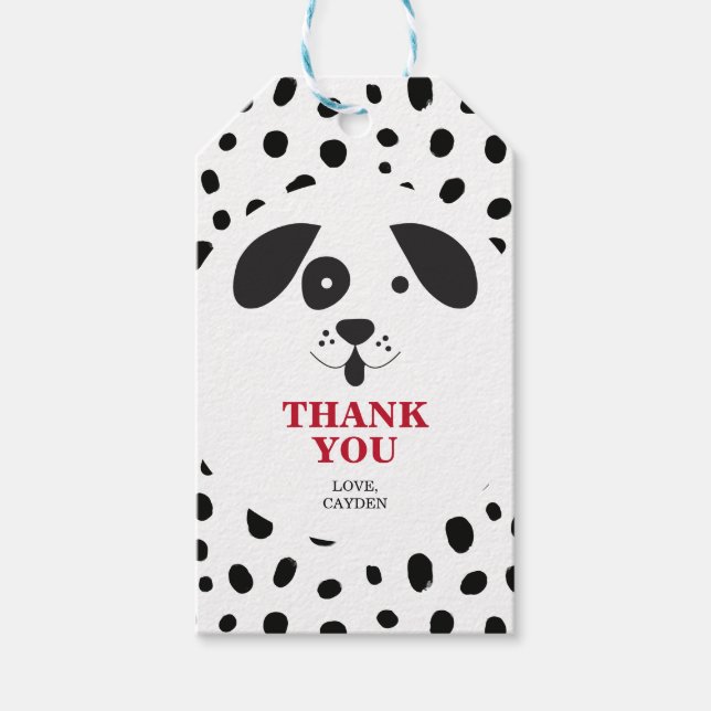 Étiquettes-cadeau Faveur d'anniversaire Dalmatien Tache Noire Chien (Devant)