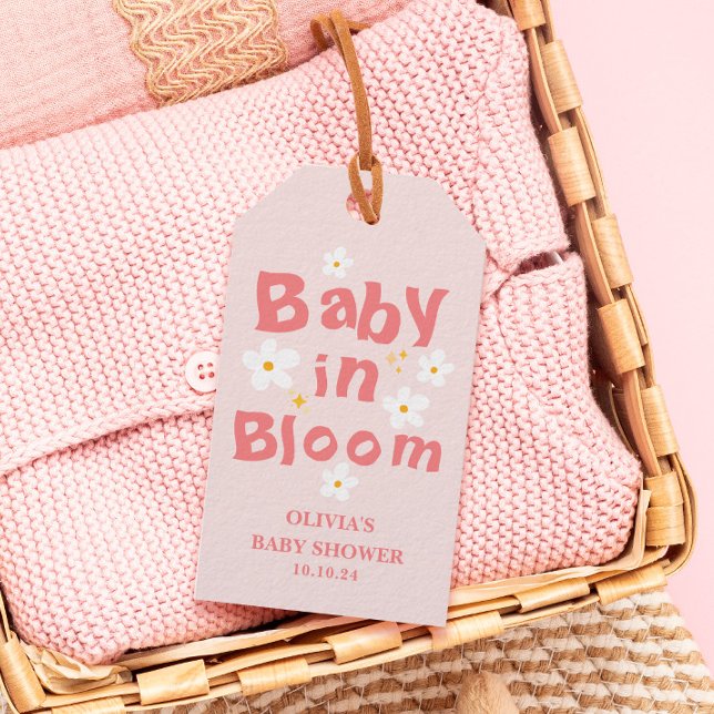 Étiquettes-cadeau Faveur de Baby Shower Fleurie Rose Bébé Printemps  (Créateur téléchargé)