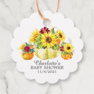 Étiquettes Cadeau Faveur de Baby Shower Remerciement Tournesol Citro