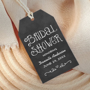 Étiquettes-cadeau Faveur de douche de mariage à l'écriture rustique 