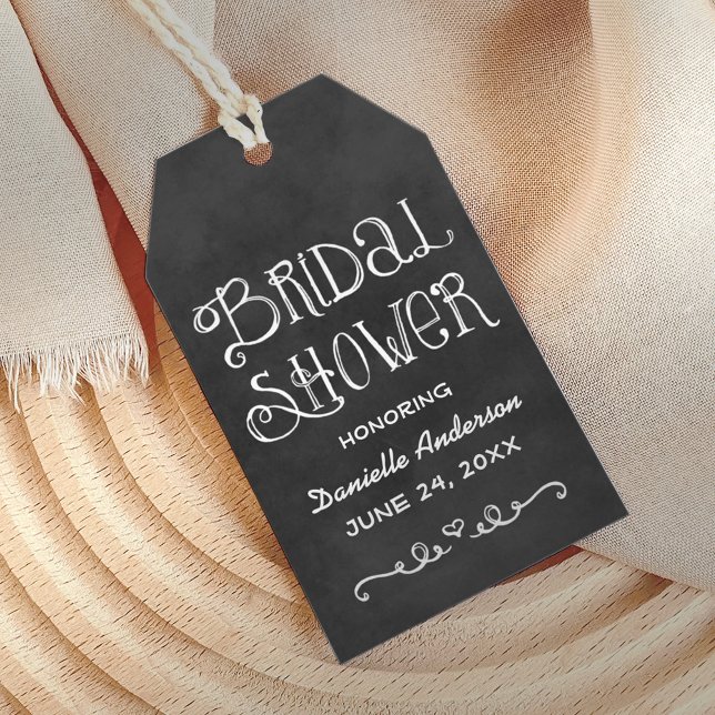 Étiquettes-cadeau Faveur de douche de mariage à l'écriture rustique  (Créateur téléchargé)