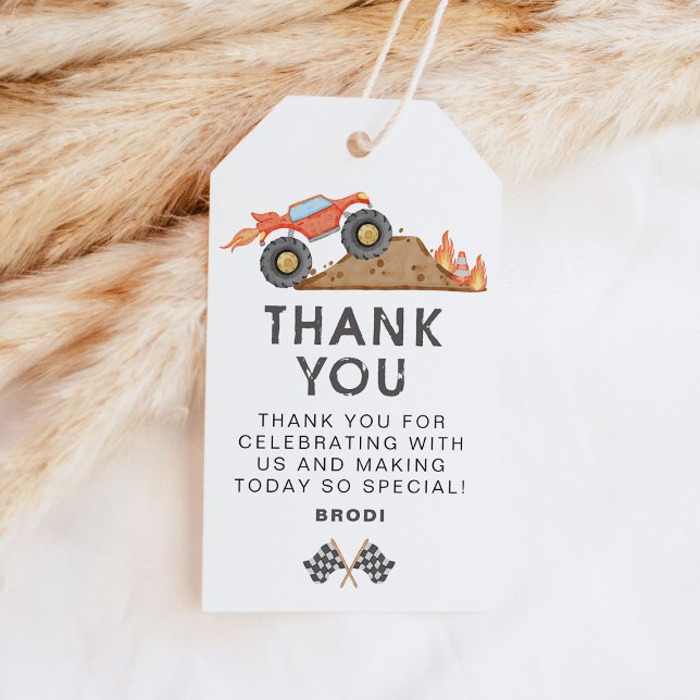 Étiquettes-cadeau Faveur de fête d'anniversaire pour camion monstre  (Créateur téléchargé)