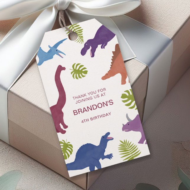Étiquettes-cadeau Faveur de fête d'anniversaire pour enfant Dino Mig (Créateur téléchargé)