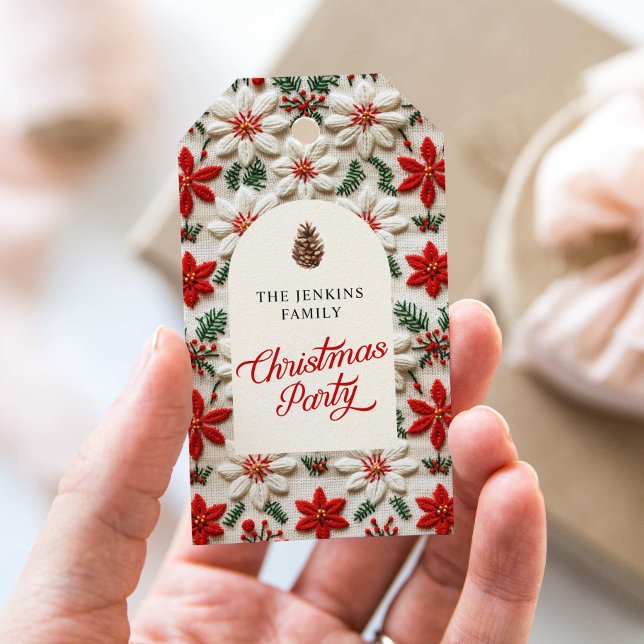 Étiquettes-cadeau Faveur de fête de Noël personnalisée (Family Christmas Party Favor Gift Tag)