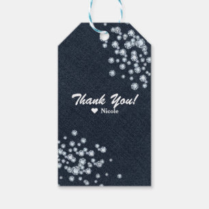 Étiquettes-cadeau Faveur de fête Denim & Diamonds Bling éparpillé