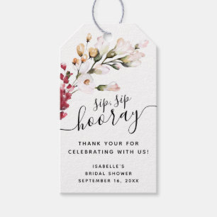 Étiquettes-cadeau Faveur de Floral Sip Sip Hourra pour la Mariée