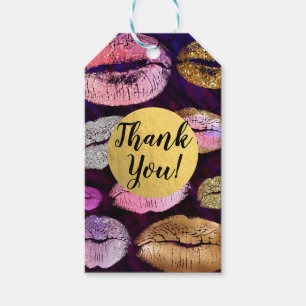 Étiquettes-cadeau Faveur de Maquillage Beauté Lèvres Baiser Pailleté