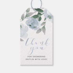 Étiquettes-cadeau Faveur de mariage aquarelle gris bleu poussiéreux