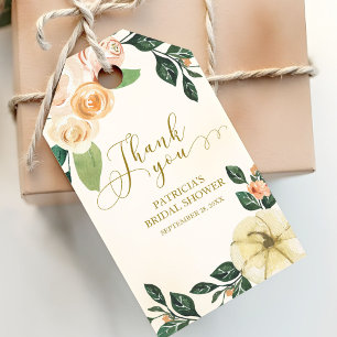 Étiquettes-cadeau Faveur de mariage automnal citrouille florale pêch