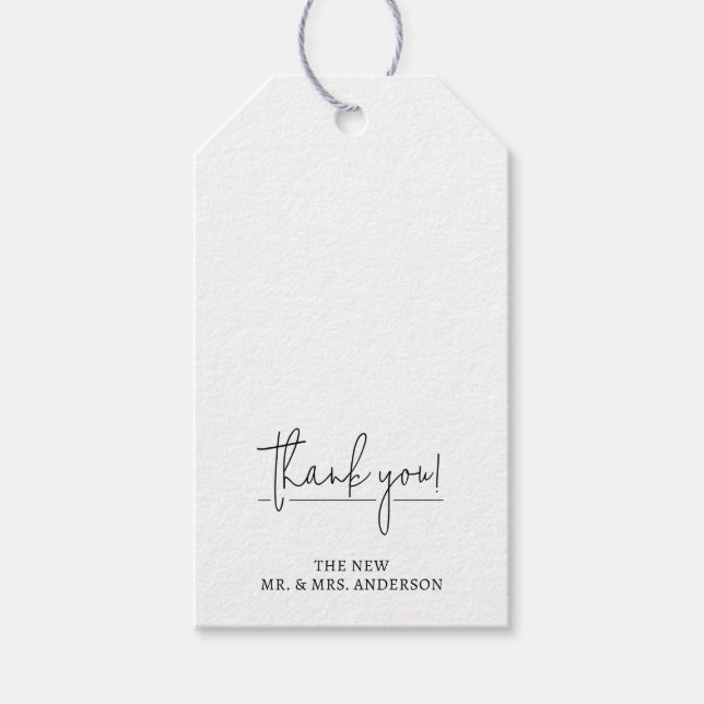 Étiquettes-cadeau Faveur de mariage blanc moderne (Devant)