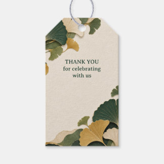 Étiquettes-cadeau Faveur de mariage botanique verte en papier Ginkgo