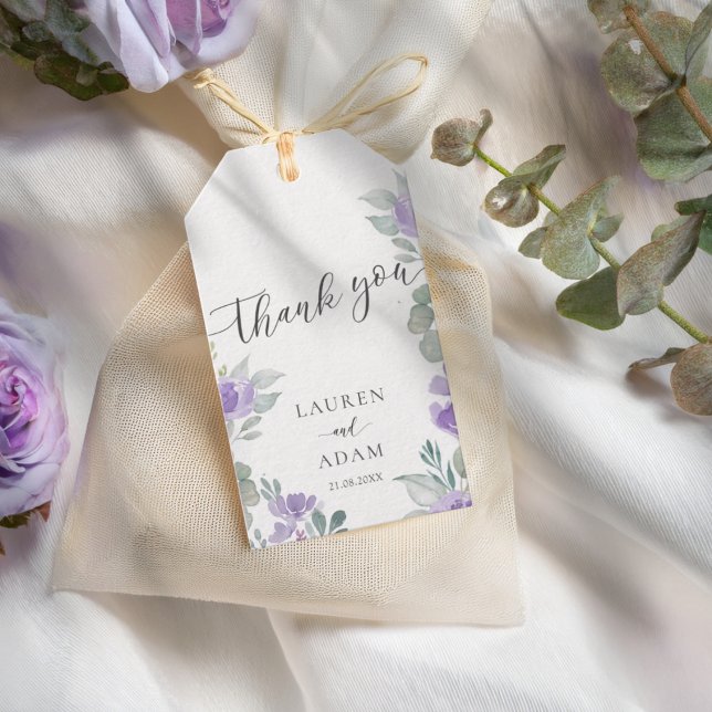 Étiquettes-cadeau Faveur de mariage florale violette Boho (Créateur téléchargé)