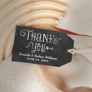 Étiquettes-cadeau Faveur de mariage Monogramme Merci Tableau Noir Ru