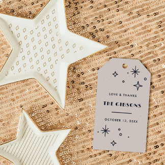 Étiquettes-cadeau Faveur de mariage Navy Moon & Stars Celestial