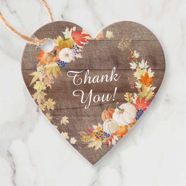 Étiquettes Cadeau Faveur de mariage rustique à thème de feuilles d'a (Devant)