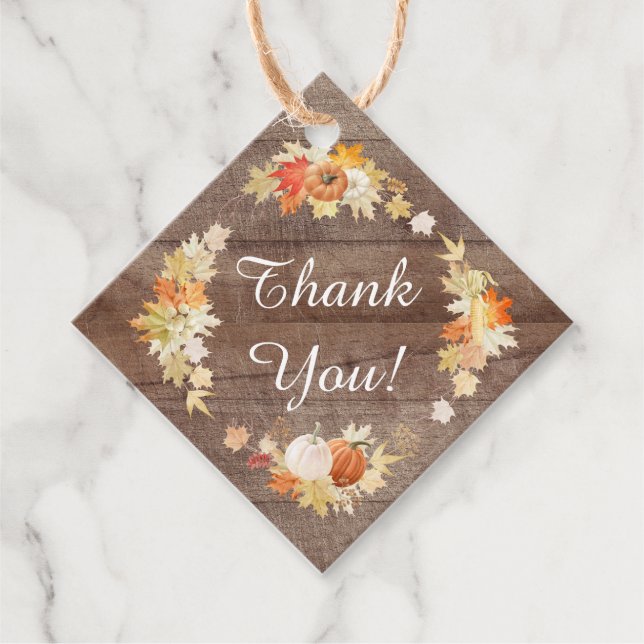Étiquettes Cadeau Faveur de mariage rustique aux feuilles d'automne  (Devant)
