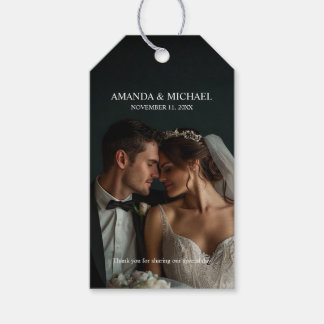 Étiquettes-cadeau Faveur de photo personnalisée avec noms et date de