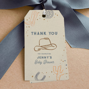 Étiquettes-cadeau Faveur de remerciement Baby Shower Cowboy Western