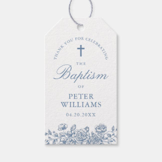 Étiquettes-cadeau Faveur de remerciement de baptême avec motif flora