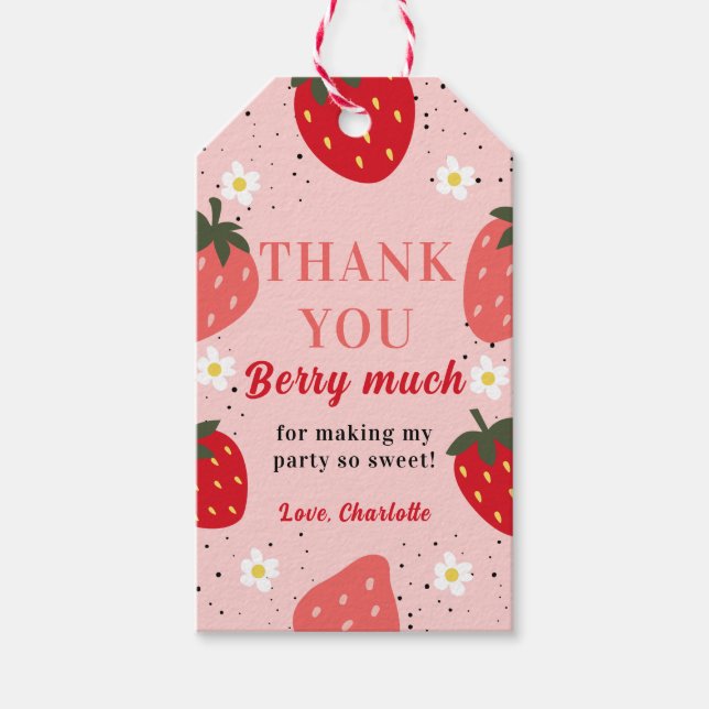 Étiquettes-cadeau Faveur de remerciement de fraise  (Devant)