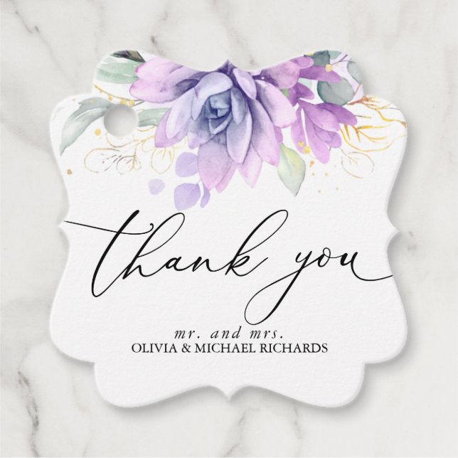 Étiquettes Cadeau Faveur de remerciement de mariage de succulentes d (Devant)