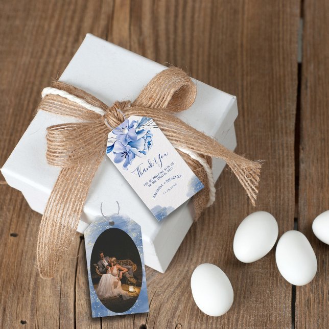 Étiquettes-cadeau Faveur de remerciement rustique poussiéreuse bleu  (Créateur téléchargé)