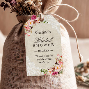 Étiquettes-cadeau Faveur de salle de mariage rustique florale toile